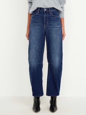 Old Navy Wow High Waisted Barrel Jeans Darted Medium Wash Size 4 Tall (28x28)